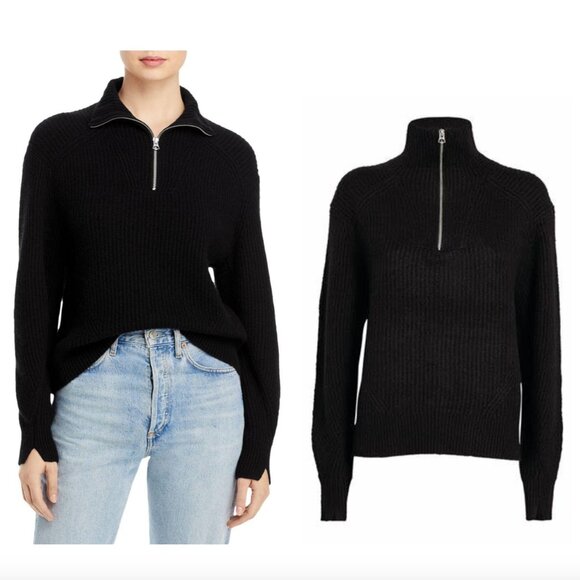 RAG & BONE Pierce Cashmere 1/2 zip sweater sz S rib knit